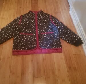 Kids Floral Black Jacket with Pink Accents
